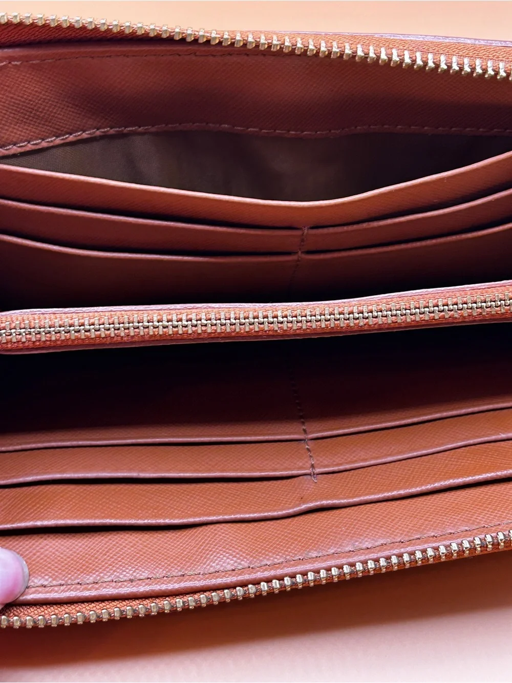 Tory Burch Perforated Zip-Around Full Size Wallet in Cognac Leather VGC